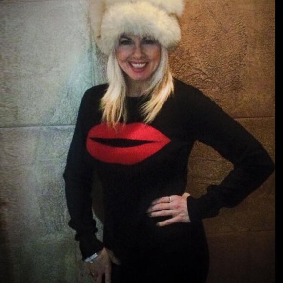 Fiorucci Red Lips Sweater Dress Wool Blend Black Small - Picture 6 of 6